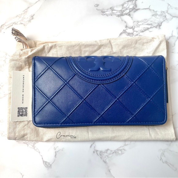 ❌SOLD❌ New Tory Burch Fleming Soft Continental Wallet Blue - Picture 4 of 11